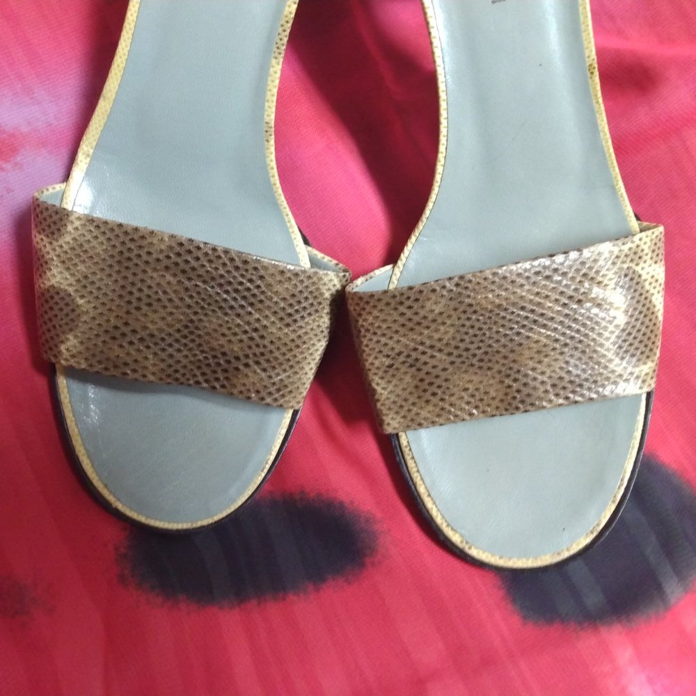 ❤️GUCCI TOM FORD Snake Slip On Chunky Wood Heel Slides Sandals Shoe 8 B Italy - Picture 4 of 10